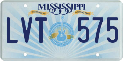 MS license plate LVT575