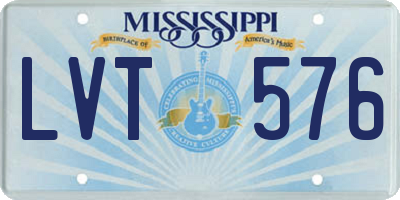 MS license plate LVT576