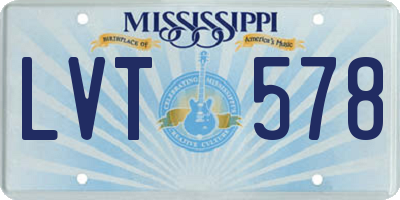 MS license plate LVT578