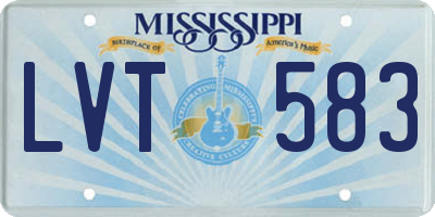 MS license plate LVT583