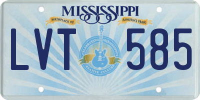 MS license plate LVT585