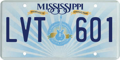 MS license plate LVT601