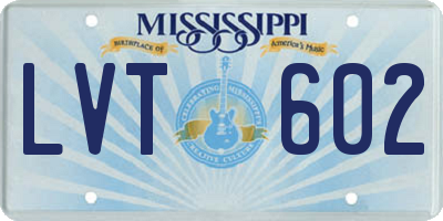 MS license plate LVT602