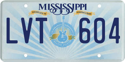 MS license plate LVT604