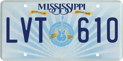 MS license plate LVT610
