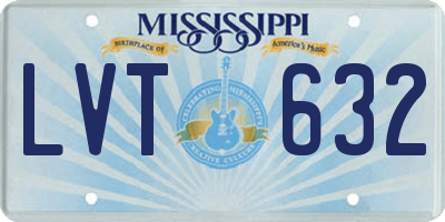 MS license plate LVT632