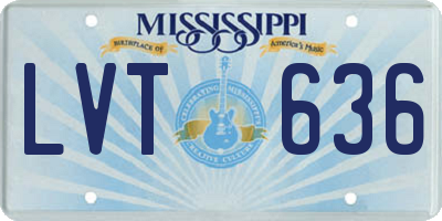 MS license plate LVT636