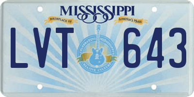 MS license plate LVT643