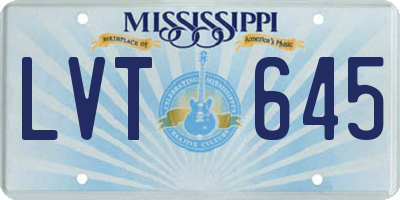MS license plate LVT645