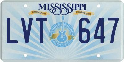 MS license plate LVT647