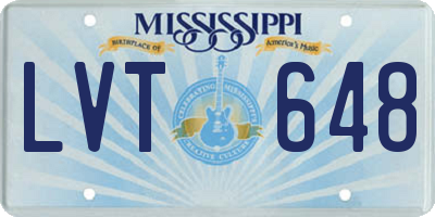 MS license plate LVT648