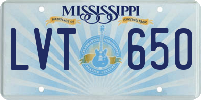 MS license plate LVT650