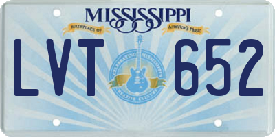 MS license plate LVT652