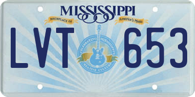 MS license plate LVT653