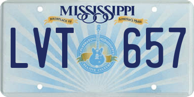 MS license plate LVT657