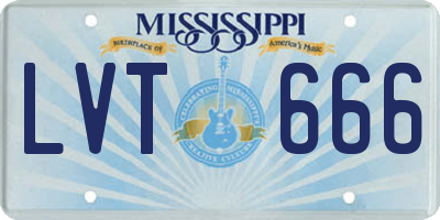 MS license plate LVT666