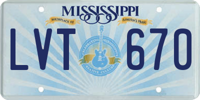 MS license plate LVT670