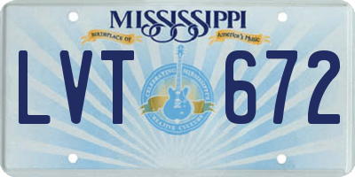 MS license plate LVT672