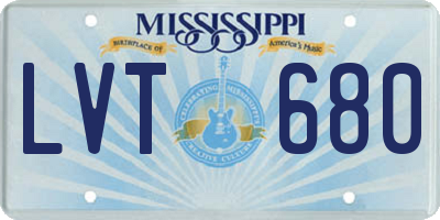 MS license plate LVT680