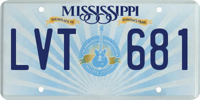 MS license plate LVT681