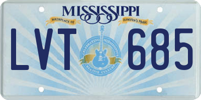 MS license plate LVT685