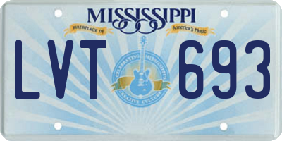 MS license plate LVT693