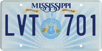 MS license plate LVT701