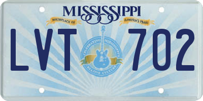 MS license plate LVT702