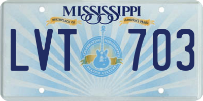 MS license plate LVT703