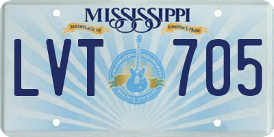 MS license plate LVT705