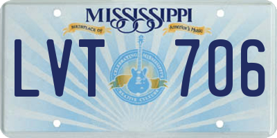 MS license plate LVT706