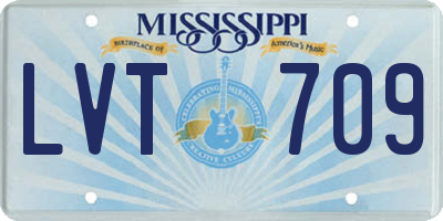 MS license plate LVT709