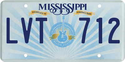 MS license plate LVT712