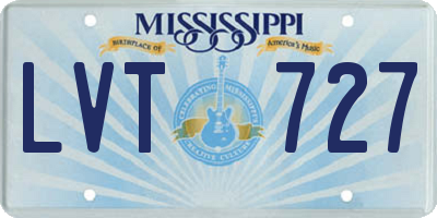 MS license plate LVT727