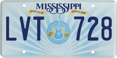 MS license plate LVT728