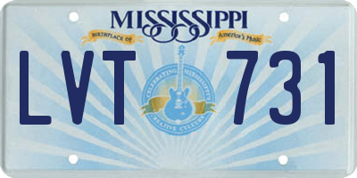 MS license plate LVT731