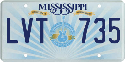 MS license plate LVT735