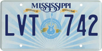 MS license plate LVT742