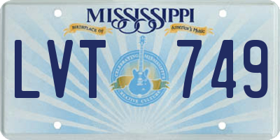 MS license plate LVT749