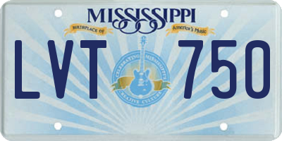 MS license plate LVT750