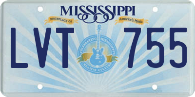 MS license plate LVT755