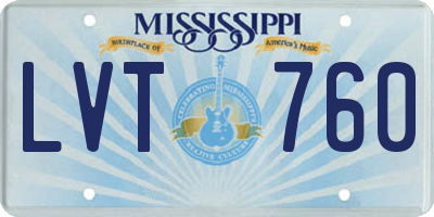 MS license plate LVT760