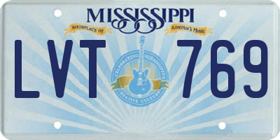 MS license plate LVT769