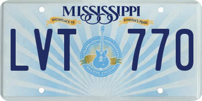 MS license plate LVT770