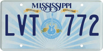 MS license plate LVT772