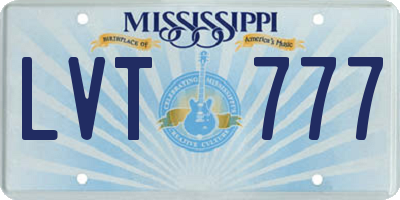 MS license plate LVT777