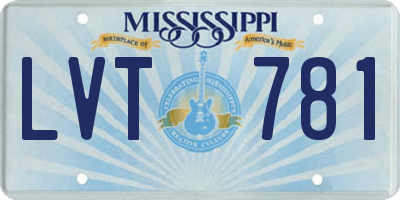 MS license plate LVT781