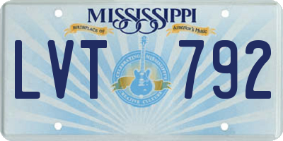 MS license plate LVT792