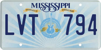MS license plate LVT794