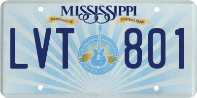 MS license plate LVT801